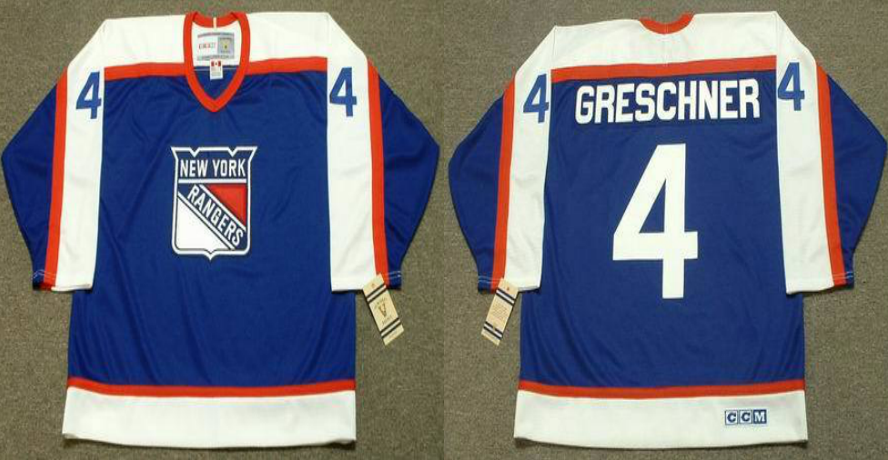 2019 Men New York Rangers 4 Greschner blue CCM NHL jerseys